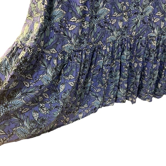 Miss Komo’do Blue Tropical Print Maxi Dress Ruffled Hem Flare Sleeves Sz L/XL - Picture 7 of 12